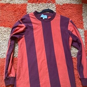 Striped Long Sleeve Top - Red and Purple